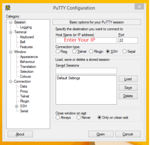 Login SSH using Putty.exe