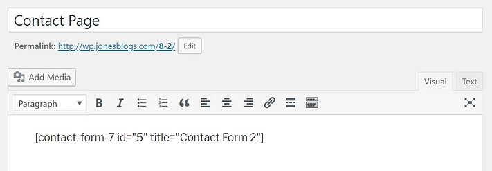 contact form 7 shortcode