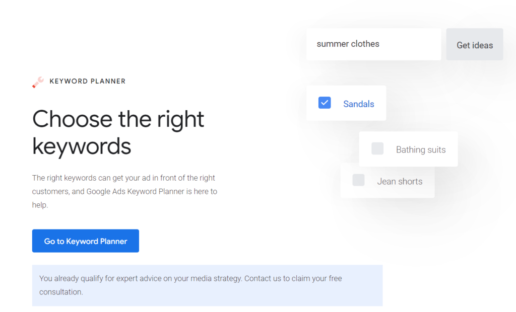 google keyword planner login